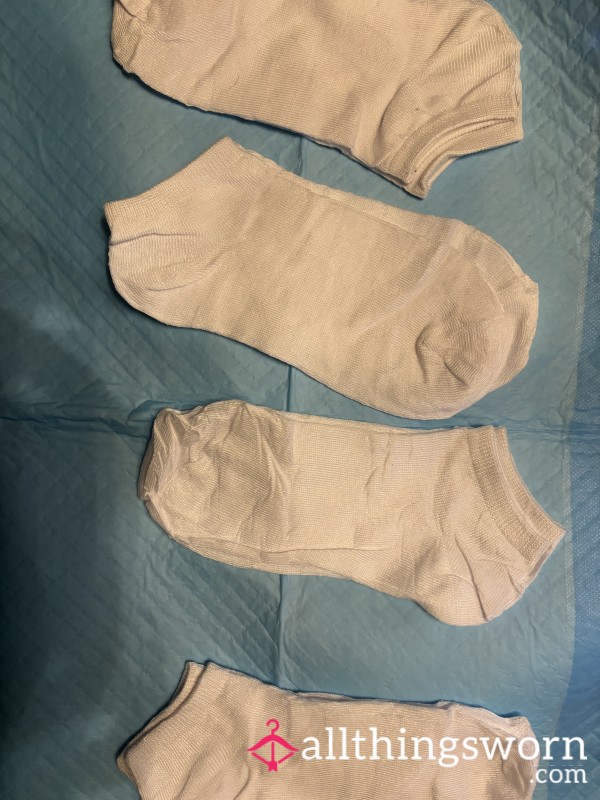 Custom Worn White Socks - Your Name Written On The Soles