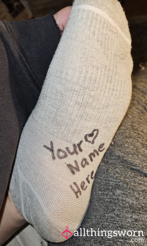 Custom "Your Name Here" Worn Socks – Personalized Just For You