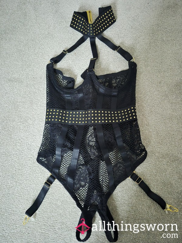 Cut Out Bust Black Bodysuit