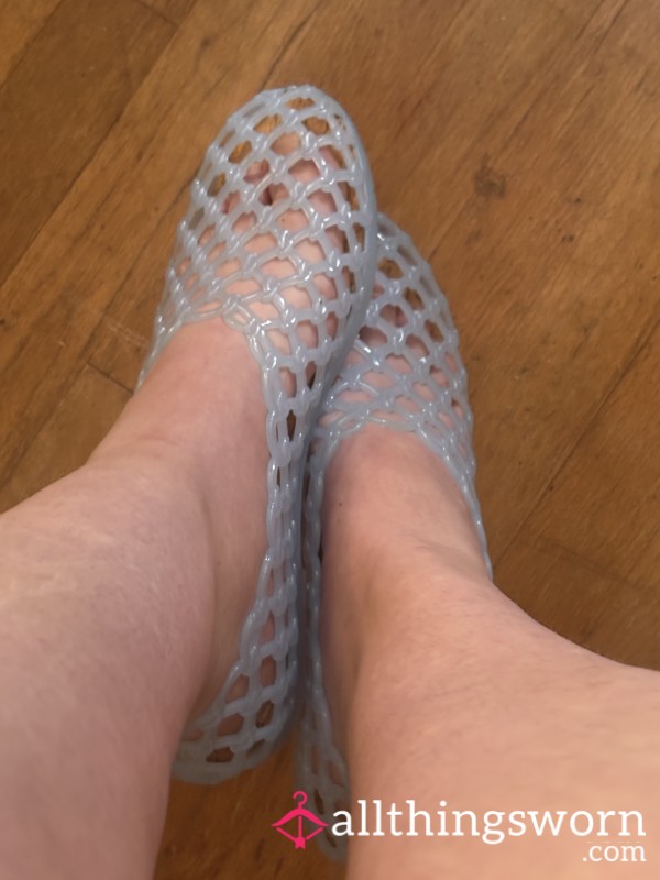 Cute Blue Jelly Flats