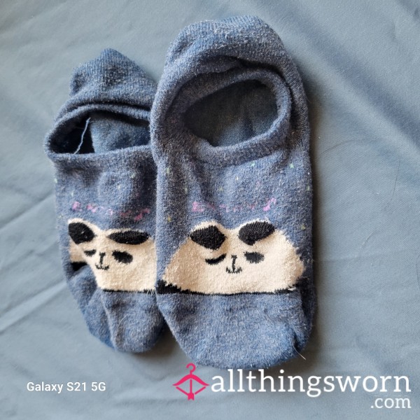 Cute Blue Panda Socks With Small Dots/F