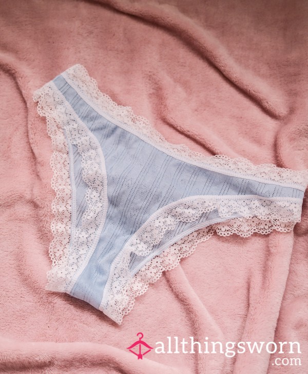 Lacy Blue Panties - 48hr Wear 🩵