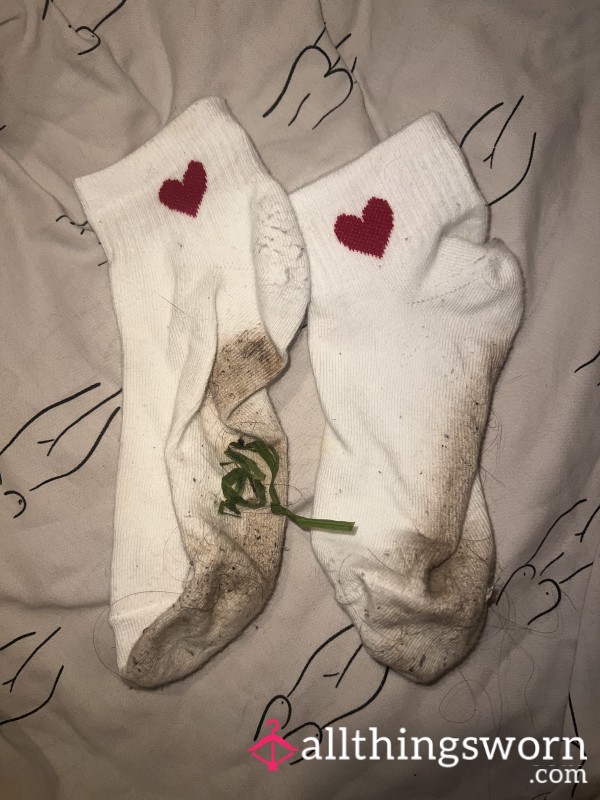 👣💋 Muddy Heart Socks | 24-Hour Wear | Genuinely Dirty & Cute 👣💋
