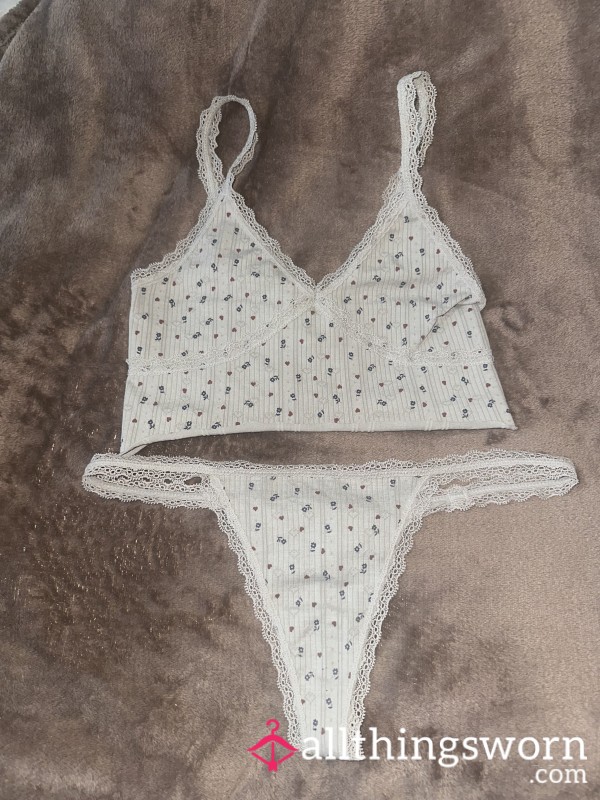 Cute Cotten And Lace Set🩶