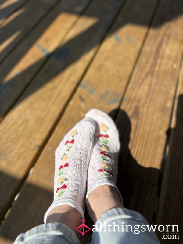 Cute Flower And Cherry Ankle Socks