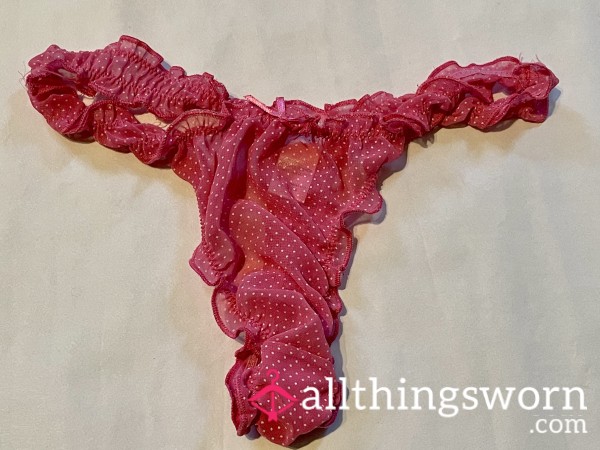 Cute Frilly Pink Polka Dot Thong