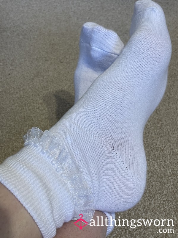 Cute Frilly White Ankle Socks Begging To Get Well Worn And Dirty