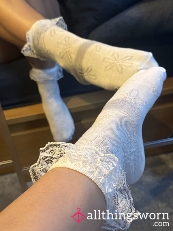 Cute Frilly White Socks - 2 Days Wear Included