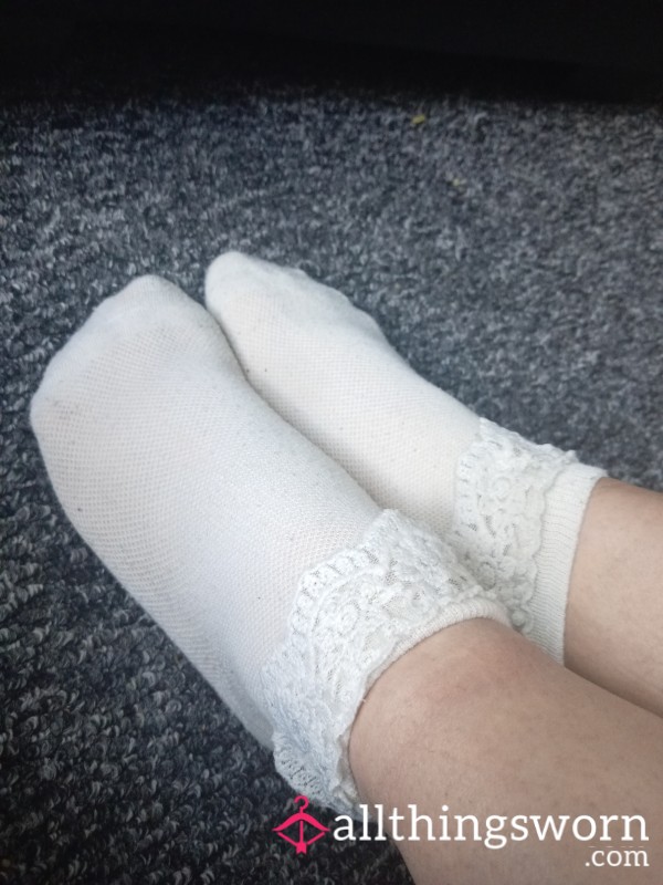 Frilly White Socks Worn All Day