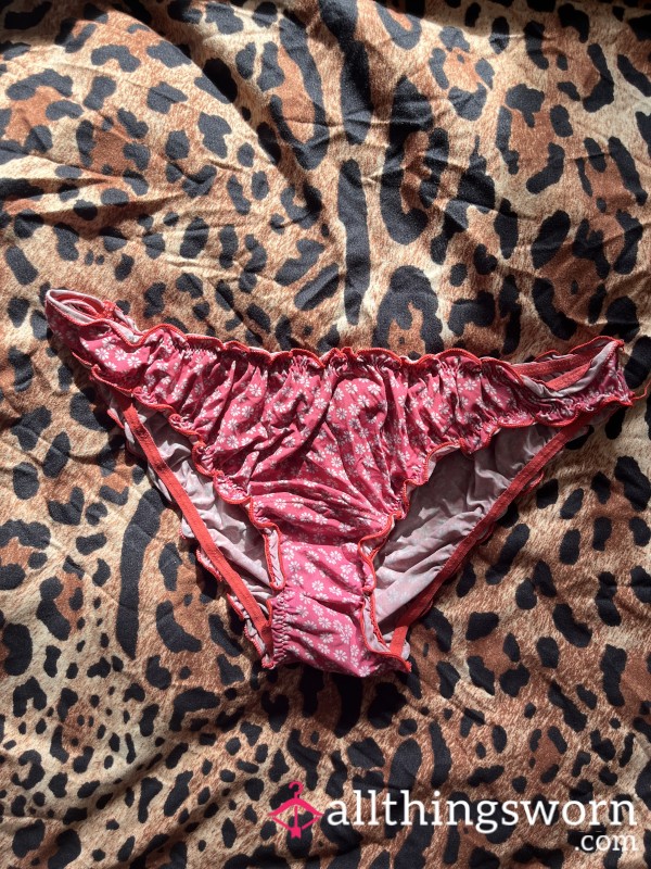 Cute Girl Next Door Panties In Red Flowery Pattern