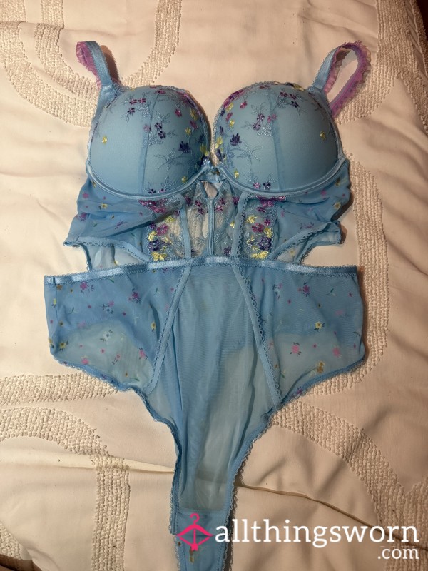 Cute Girly Blue Flor*l Body Suit