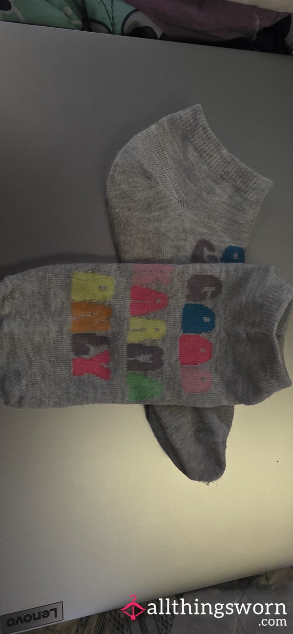 Cute "Good Karma Only" Socks. Put On After A Pedi Then In Boots For Hours.