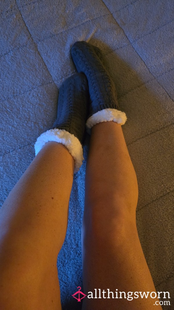 Cute Grey Fluffy Socks