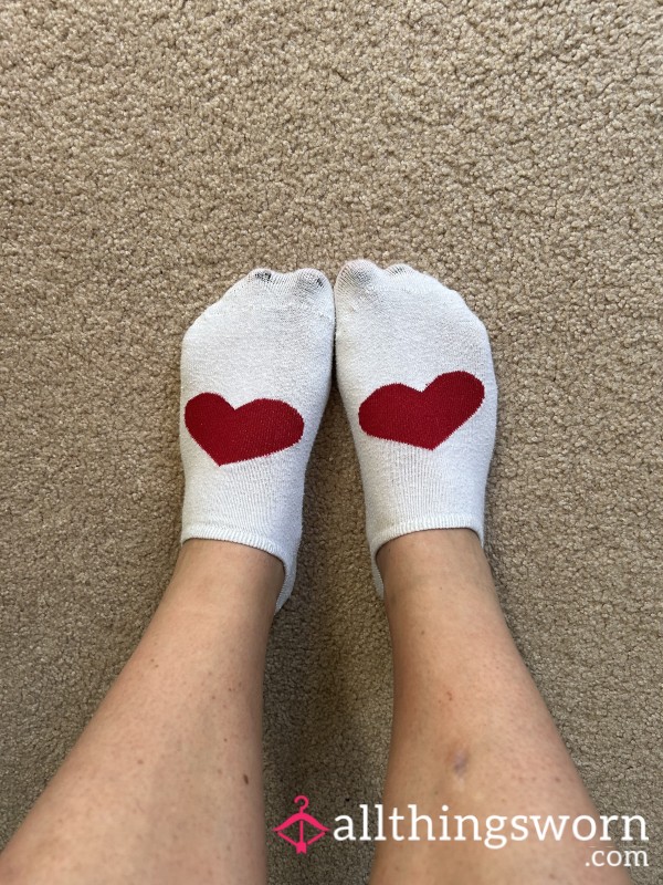Cute Heart White Ankle Socks 3 Day Wear