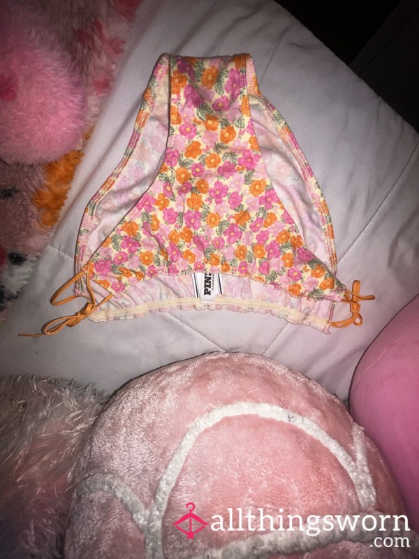 Cute Hipster Side Tie Flor*l Orange Panties