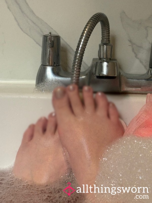 Cute Little Toes Playing In The Bath!