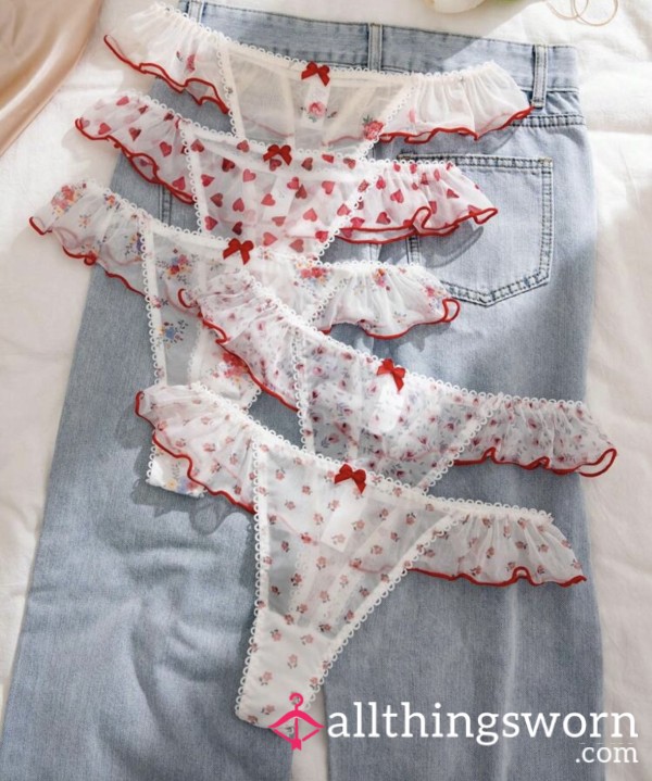 Cute Mesh Breathable Ruffled S**y Thongs Panties Lingerie