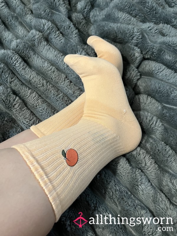 Cute Orange Sport Socks With Fruity Detail! | Custom Wear Available | Proof Of Wear Included!