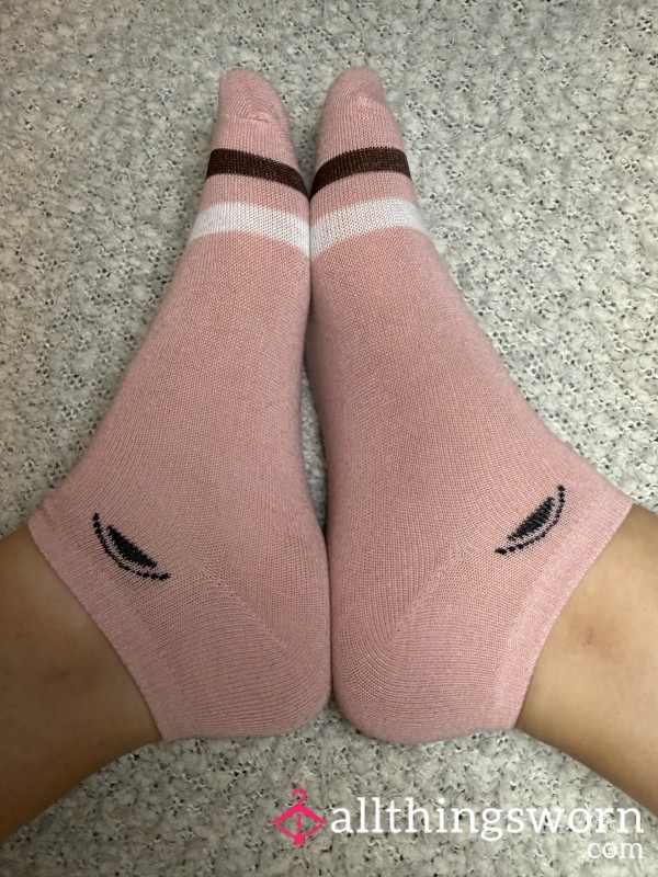 Cute Pink And Brown Stripe Socks💕