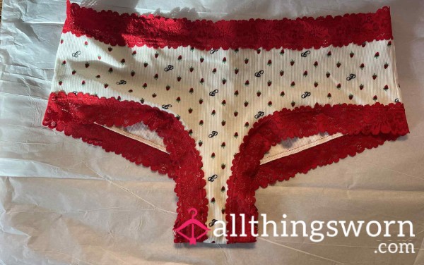 Cute Pink And White Strawberry Panties