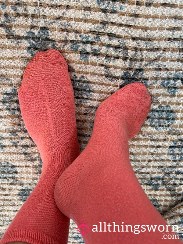 Cute Pink Bamboo Socks, Well-worn 24hours Of Wear