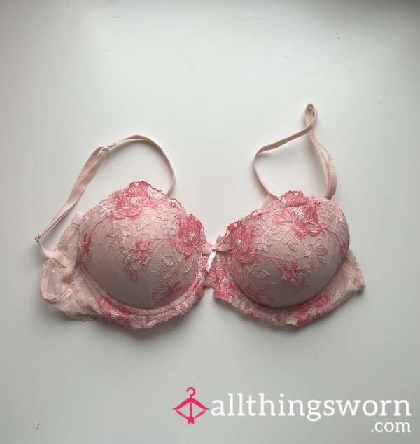 (SOLD) Cute Pink Flor*l Bra  (34D)