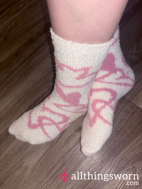 Cute Pink Fuzzy Socks