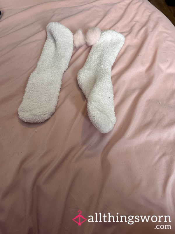 Cute Pink Fuzzy Socks