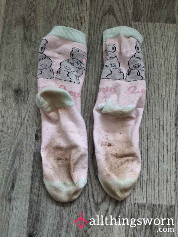 Cute Pink Me To You Socks - Worn For 2 Days Very Dirty
