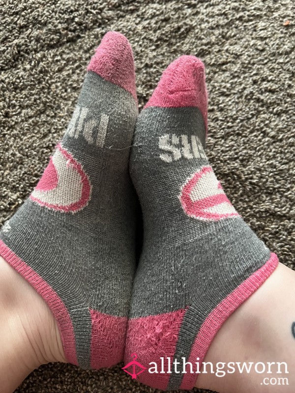 Cute Pink Socks Worn For Days In Slides, Vans, And All Over My House ;)