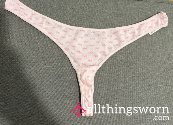 Cute Pink Thong With Bows