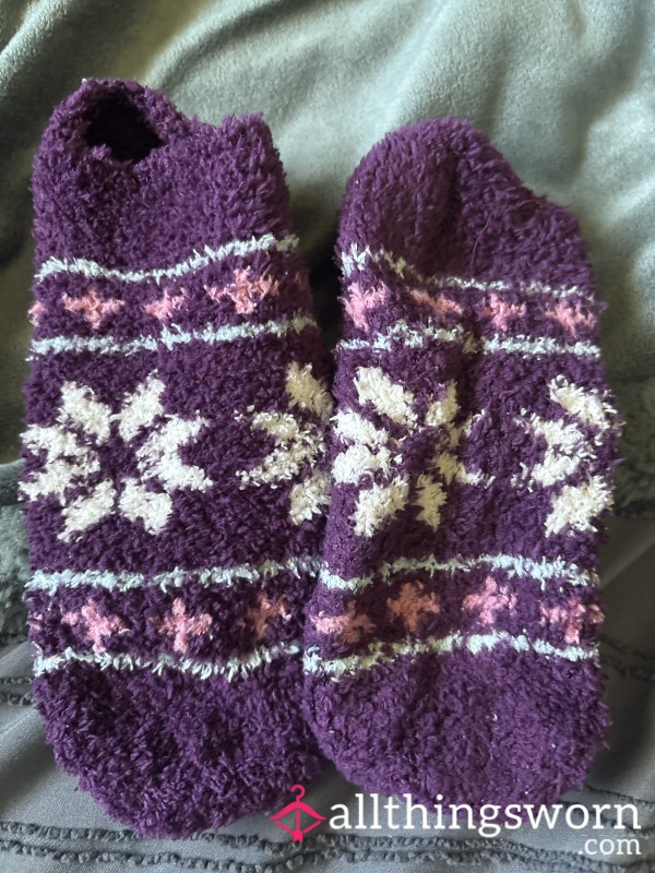 Cute Purple Fuzzy Ankle Socks!