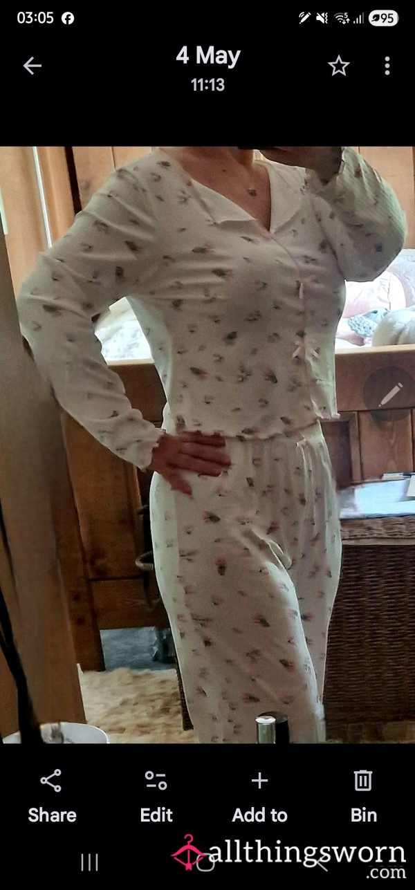 Cute Pyjamas Worn For Your Pleasure.  Worn For 5 Nights With Additional Nights At Your Request £5.00 GBP Per Additional Night .  💋