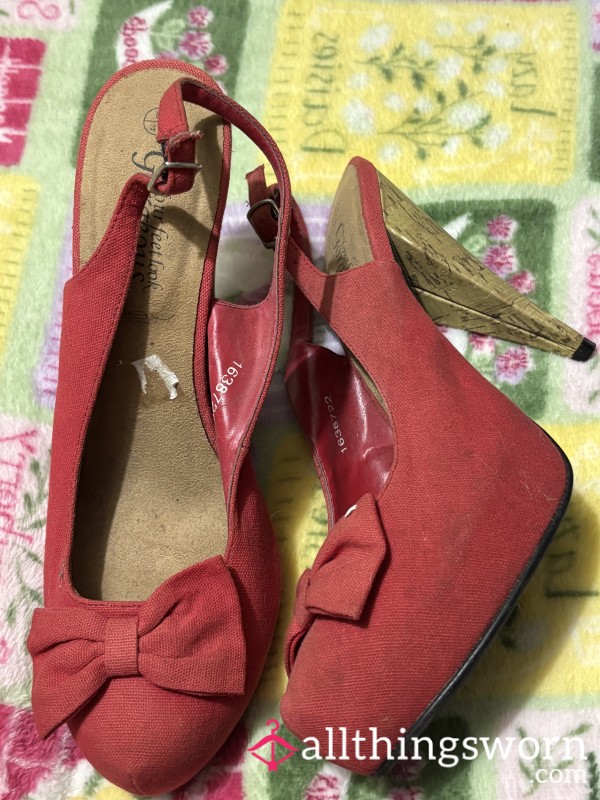 Cute Red Stiletto Heels With Bows🎀