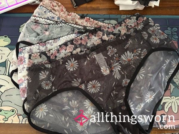 Cute, Sheer Flor*l Panties Size 0XL