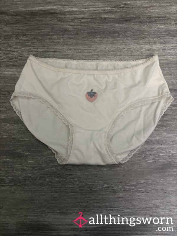 Cute Simple White With Strawberry Undies