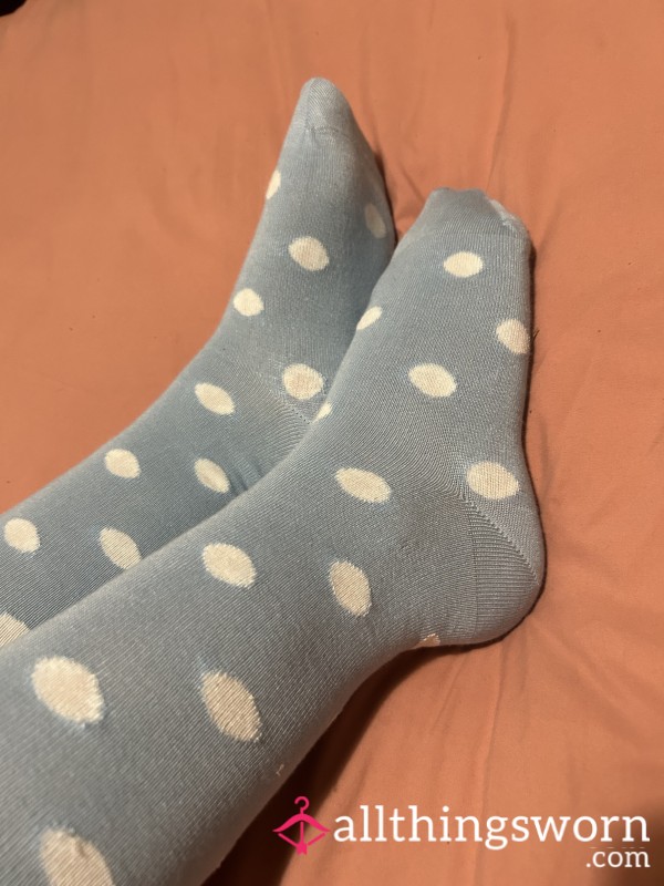 Cute Spotty Blue Socks 🩵🤍