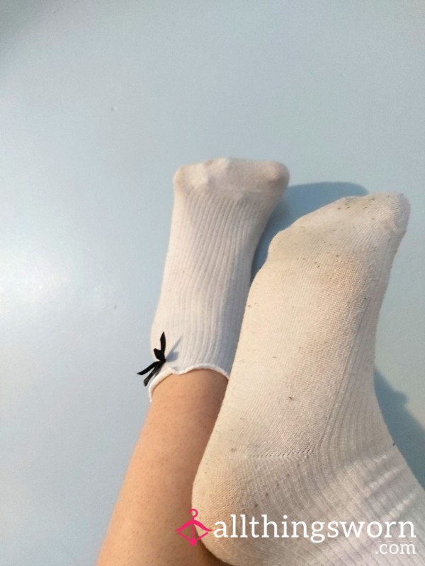 Cute, Tight, White Socks With Bows💋🤭