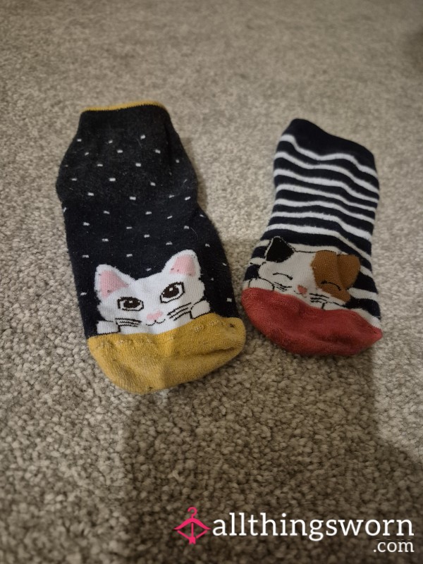Cute Well Worn Kitten Socks