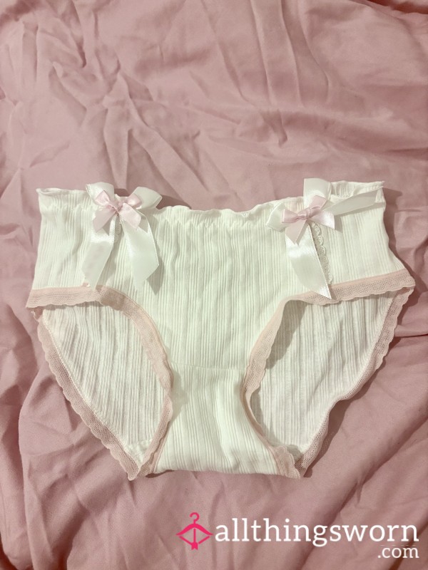 Cute White And Pink Bow Panties