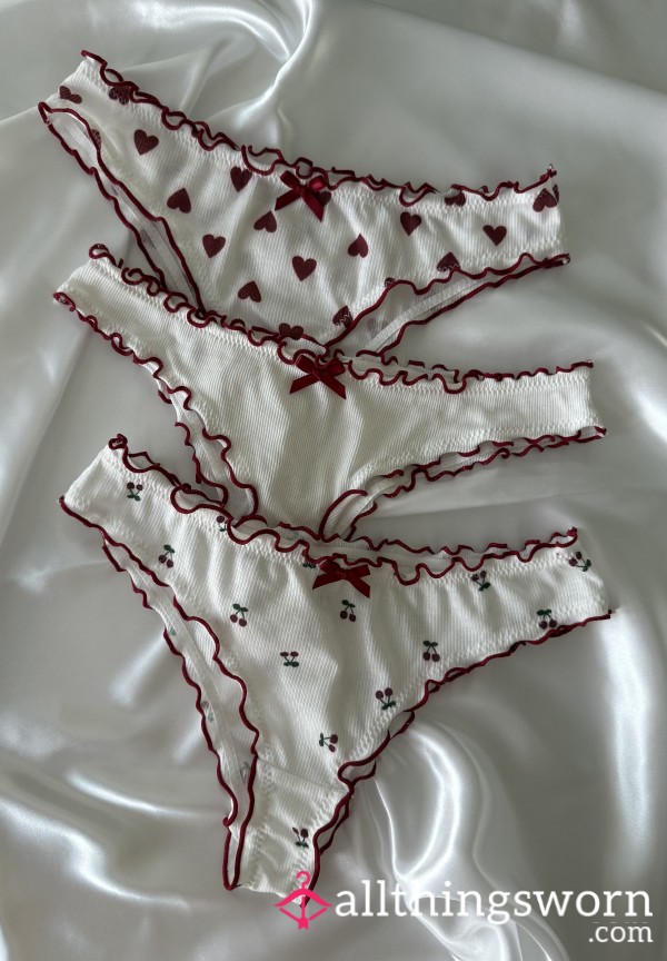 (˶ᵔ ᵕ ᵔ˶) Cute White And Red Panties ♡