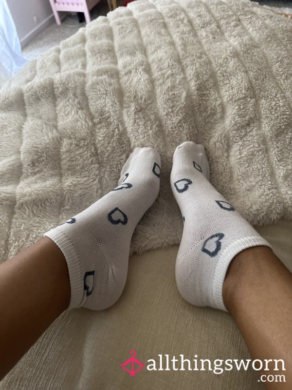 🤍Cute White Heart Cotton Ankle Footsie Socks 🤍