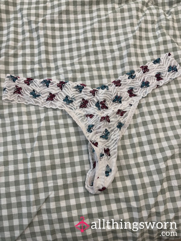 Cute White Lace Worn Thong
