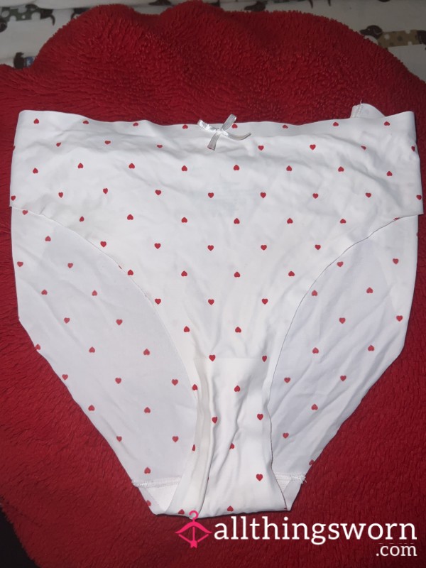 Cute White / Red Heart Design Panties