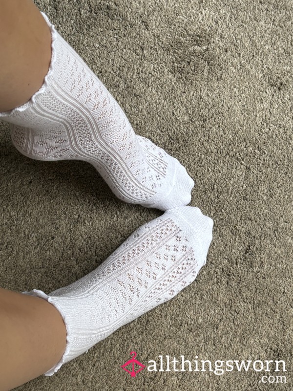 Cute White Smelly Socks Worn By A Virgin Princess At Work😍🔥🫶🏼