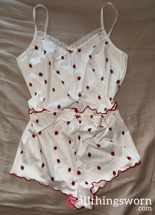 Cute Girly Strawberry Pj Set