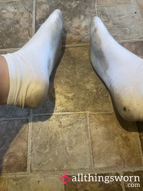 Cute White Trainer Socks, 5 Day Wear, Very Smelly