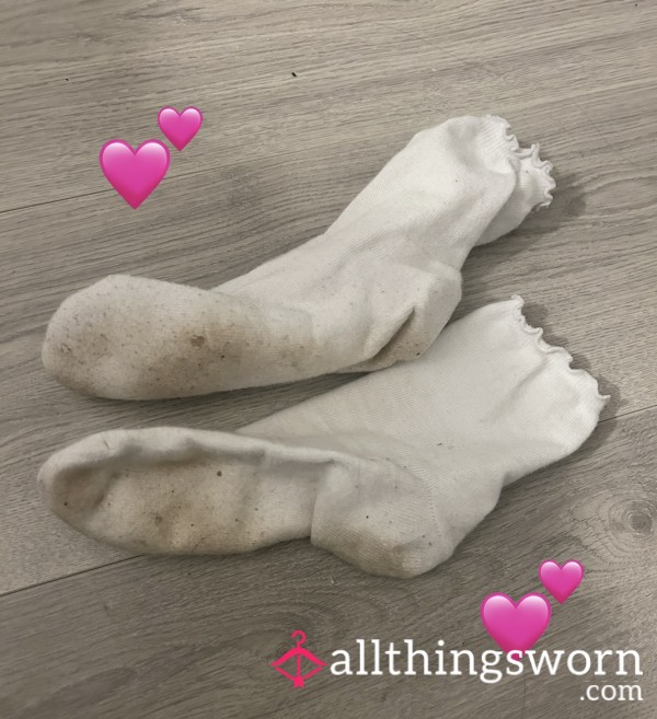 Cute White Worn Ankle Socks 🤍 Pre Worn For 48hrs 🤍 Ready Now