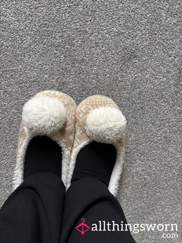 Cute Worn Ballet Slippers- Uk Size 6 ( Fluffy Inside)