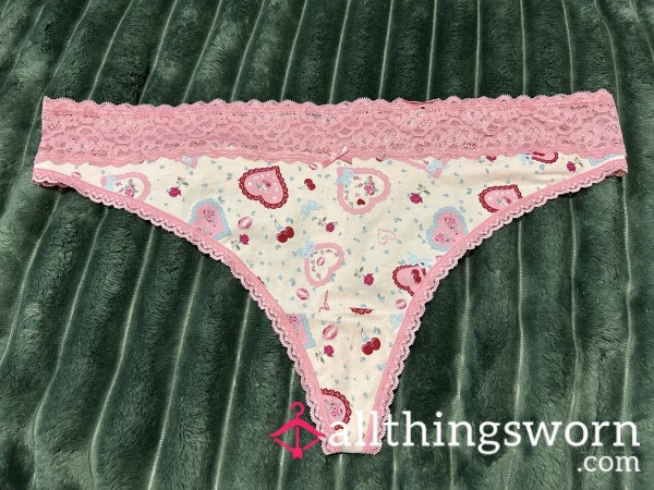 ~CUTEST PINK COTTON LACE THONG~